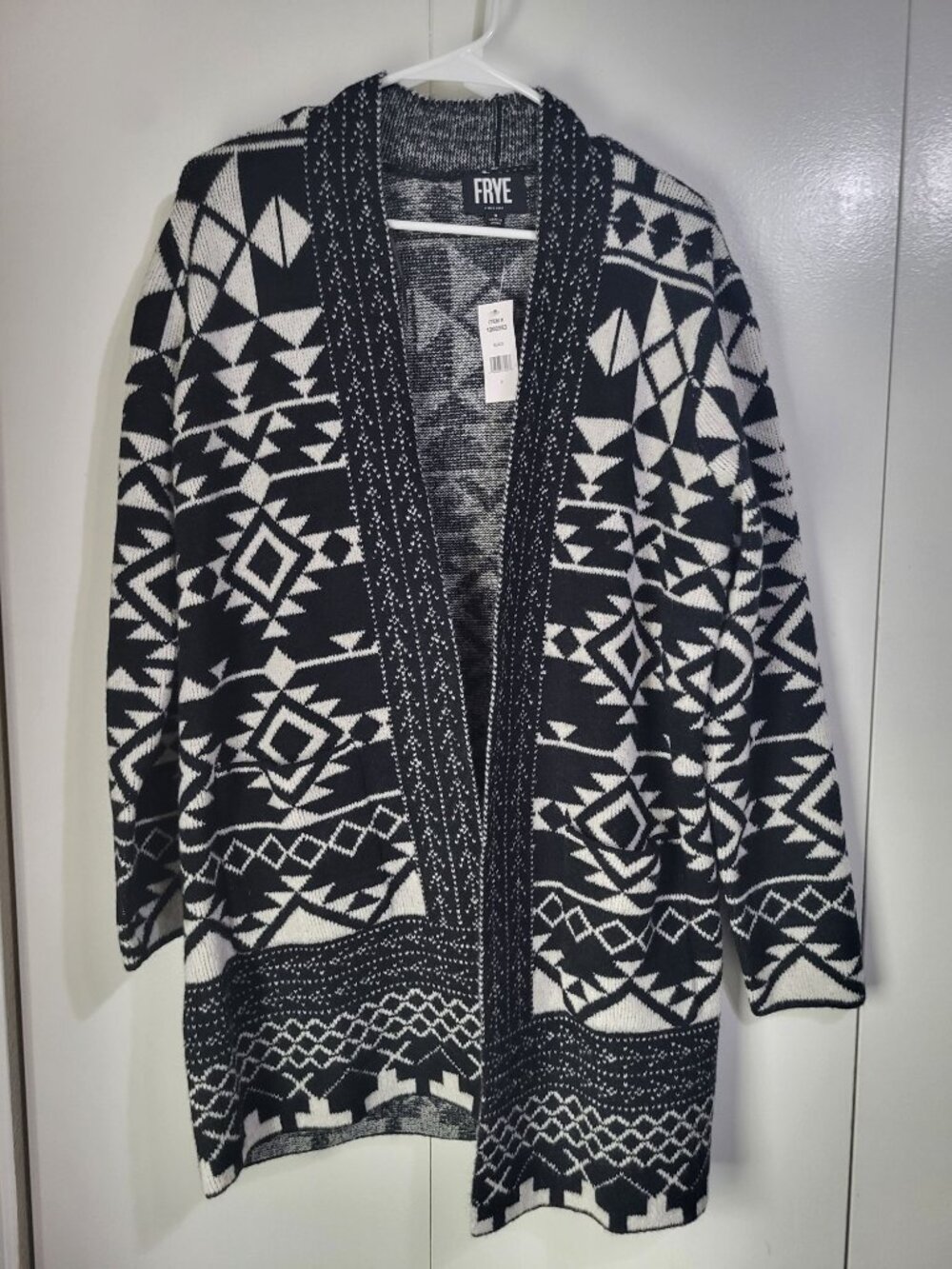 FRYE Women's SM Aztec Geometric Pattern Open Front Cardigan Sweater NWT Western
